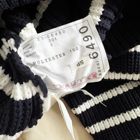 Sacai Horizontal Stripe Knit Cardigan in Navy, size Small - Picture 5 of 13